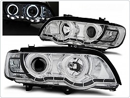 Přední světla, lampy BMW X5 E53, XENON 99-03, Angel Eyes, LED, chrom LPBMC4
