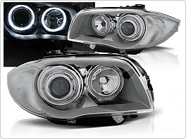 Přední světla, lampy BMW 1 E87, E81, 2004-2007, Angel Eyes, chrom LPBMD4