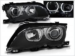 Přední světlomety BMW E46 Sedan Touring, 2001-2005, Angel Eyes, černé black LPBMD8