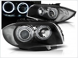 Přední světlomety, lampy BMW 1 E87, E81, 2004-2011, Angel Eyes, černé LPBMD5