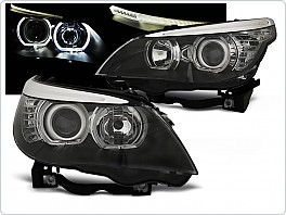 Přední světlomety BMW E60, E61 2003-2007, Angel Eyes černé black LPBME3