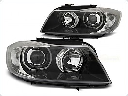 Přední světlomety BMW E90, E91 2005-2008, Angel Eyes černé black LPBME4