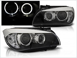 Přední, světla, světlomety, lampy BMW X1, E84, 2009-2012, Angel Eyes, černé black, LPBME0