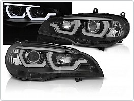 Přední světla BMW X5, E70, 2007-2013, DRL, LED angel eyes, černé