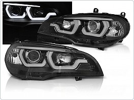 Přední světla BMW X5, E70, 2007-2013, DRL, LED angel eyes, černé, LPBMG9 AKCE 