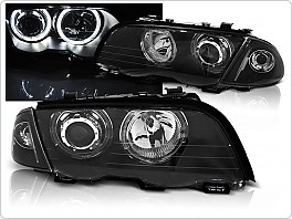 Přední světla, světlomety BMW E46 1998-2001, sedan, touring, Angel Eyes LED, černé LPBMG1