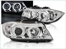 Přední světla angel eyes CCFL BMW E90,91 2005-2008 chrom