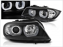 Přední světla 3D LED angel eyes BMW E90,E91 2005-2008 černá