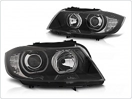 Přední světla s LED Angel Eyes BMW 3 E90, E91 2005-2011 černá