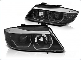 Přední světla BMW E90 E91, 2005-2008, Angel Eyes 3D LED černá, LPBMK8