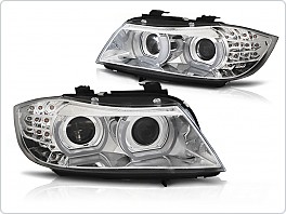 Přední světlomety, světla, lampy BMW E90/91, 2009-2011, XENON AFS, LED DRL, chromové