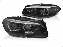 Přední světlomety, světla, lampy BMW F10/F11 2010-2013, XENON, LED ANGEL EYES, DRL, černé SEQ