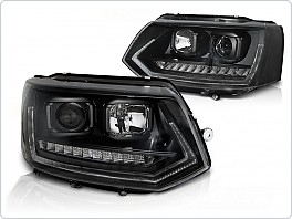 Přední světlomety, světla, lampy VW T5, 2010-2015, Tube light, dynamic, černé, LPVWS6