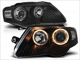 Přední světlomety, světla, lampy Volkswagen Passat 3C, 2005-2010, Angel Eyes, černé