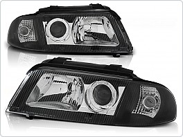 Přední světlomety Audi A4, 1999-2000, facelift, čirá, černé black LPAU01