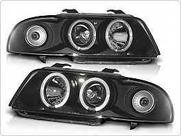 Přední světlomety Audi A4, 1995-1998, Angel Eyes, černé black LPAU03