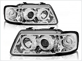 Přední světla Audi A3 8L, 1996-2000, Angel Eyes, chrom LPAU06