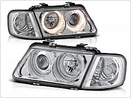 Přední světla Audi A3 8L, 1996-2000, Angel Eyes, chrom LPAU08