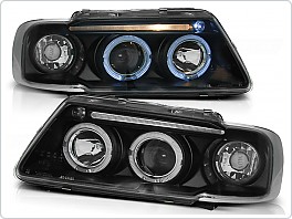 Přední světlomety Audi A3 8L, 1996-2000, Angel Eyes, černé black, + pásek LPAU17