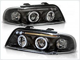 Přední světlomety Audi A4, 1995-1998, Angel Eyes, černé black + pásek LPAU34