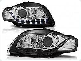 Přední světlomety Audi A4 B7, 2004-2008, LED Daylight, černé black LPAU66