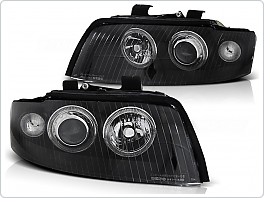 Přední světlomety Audi A4, 2001-2004, Angel Eyes, XENON D1S, černé black LPAU60