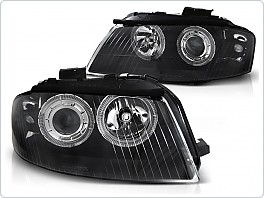 Přední světlomety Audi A3 8P, 2003-2008, Angel Eyes, černé black LPAU78