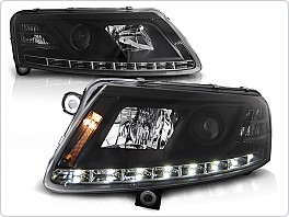 Přední světlomety Audi A6, 2004-2008, LED Daylight, černé black s homologací LED pásku LPAU74