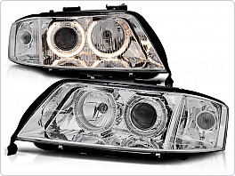 Přední světla Audi A6, 1999-2001, Angel Eyes, XENON D2S, chrom LPAU85