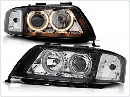 Přední světlomety Audi A6, 1997-1999, Angel Eyes, XENON D2S, černé black LPAU80