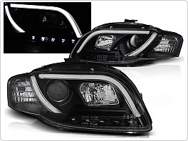 Přední světlomety Audi A4 B7, 2004-2008, TUBE neon led light, černé black LPAU90