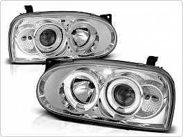 Přední světla Volkswagen Golf 3, 1992-1998, Angel Eyes, chrom LPVW02