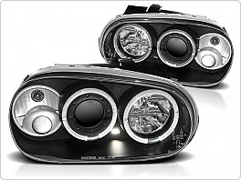 Přední světlomety, světla, lampy Volkswagen Golf 4, 1998-2003, Angel Eyes, černé black LPVW07