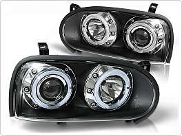 Přední světlomety, světla, lampy Volkswagen Golf 3, 1992-1998, Angel Eyes, černé black LPVW10