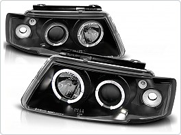 Přední světlomety, světla, lampy Volkswagen Passat B5 3B, 1996-2000, Angel Eyes, černé VÝPRODEJ