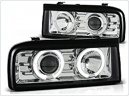 Přední světla Volkswagen Corrado, 1988-1995, Angel Eyes, chrom, manuál LPVW35