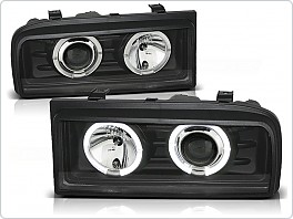 Přední světlomety, světla, lampy Volkswagen Corrado, 1988-1995, Angel Eyes, černé black, manuál LPVW36