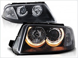 Přední světlomety, světla, lampy Volkswagen Passat 3BG, 2001-2004, Angel Eyes, černé, black LPVW46
