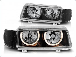 Přední světlomety, světla, lampy Volkswagen Passat B4, 1993-1996, Angel Eyes, černé black LPVW41