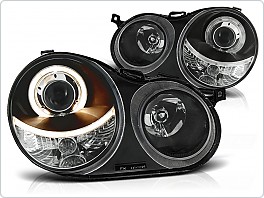 Přední světlomety, světla, lampy Volkswagen Polo 9N, 2002-2005, Angel Eyes, černé black LPVW59