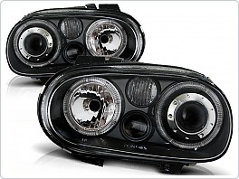 Přední světlomety, světla, lampy Volkswagen Golf 4, 1998-2003, Angel Eyes, černé