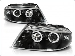 Přední světlomety, světla, lampy Volkswagen Passat 3BG, 2001-2004, Angel Eyes, černé black LPVW80