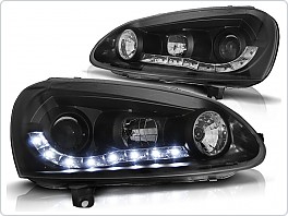 Přední světlomety, světla, lampy Volkswagen Golf 5, 2003-2009, LED Daylight, černé black LPVW99