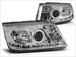 Přední světla Volkswagen Bora, 1998-2005, LED Daylight, chrom LPVWA1