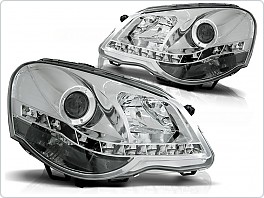 Přední světla Volkswagen Polo 9N3, 2005-2009, LED Daylight, chrom LPVWA5