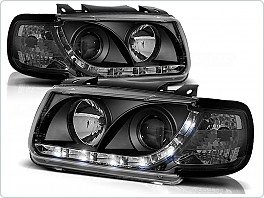 Přední světlomety, světla, lampy Volkswagen Polo 6N, 1994-1999, LED Daylight, černé black LPVWA4