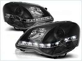 Přední světlomety, světla, lampy Volkswagen Polo 9N3, 2005-2009, LED Daylight, černé black LPVWA6
