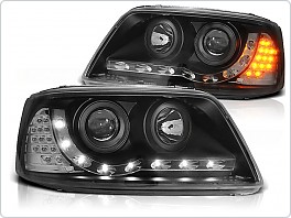Přední světlomety, světla, lampy Volkswagen VW T5, 2003-2009, LED Daylight, černé black  + LED blinkr LPVWA8
