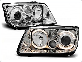 Přední světla Volkswagen Bora, 1998-2005, Angel Eyes, chrom LPVWB9