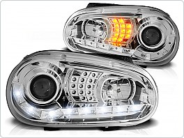 Přední světla Volkswagen Golf 4, 1998-2003, LED Daylight, chrom 2+ LED blinkr LPVWB1
